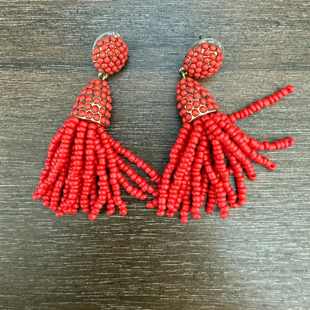 BaubleBar Red Beaded Tassel Earrings